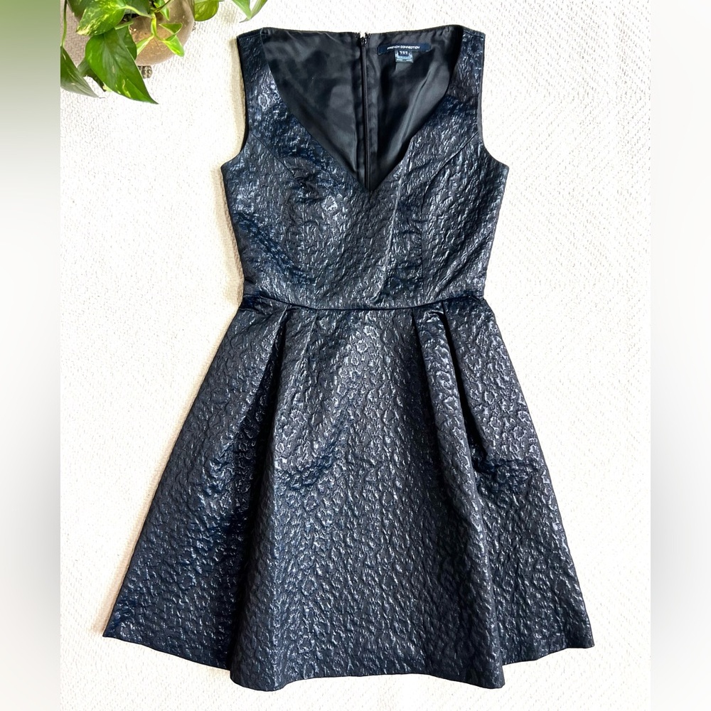 French Connection Leopard Spot Embossed Sleeveless Fit & Flare Knee Length Dress